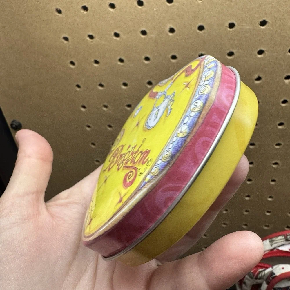 Brighton Heart Shaped Collectible Tin‎ Box Pink & Yellow Jewelry Gift